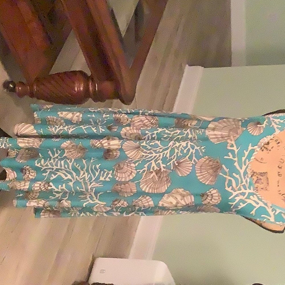 Boutique dress, size large. In good condition. Green, white and tan
